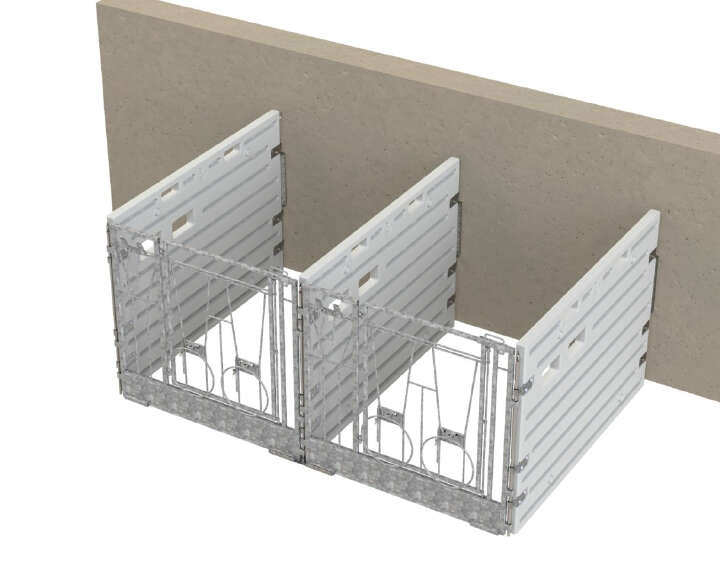 KERBL Modulare Kälberbox Doppelbucht wandständig